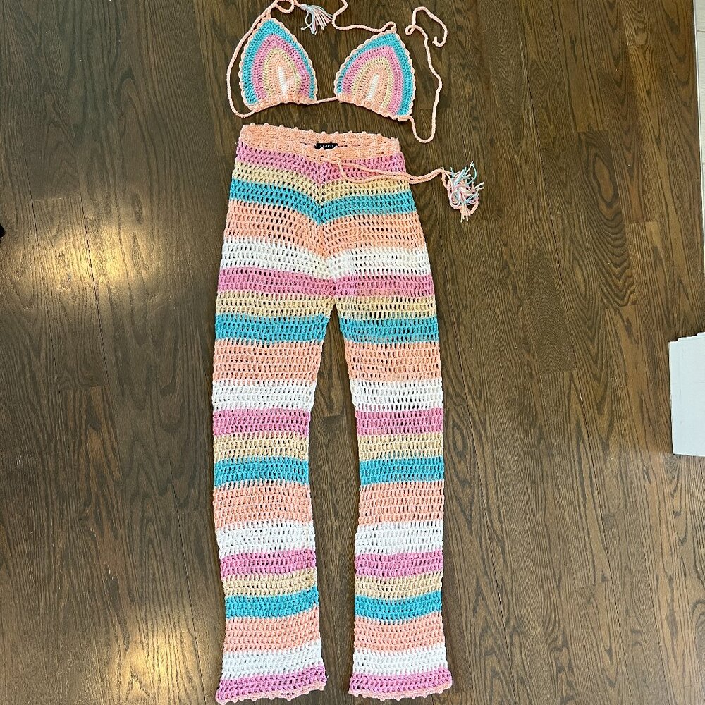Hot and Delicious Dolls Kill Rainbow Crochet Set Sz MED